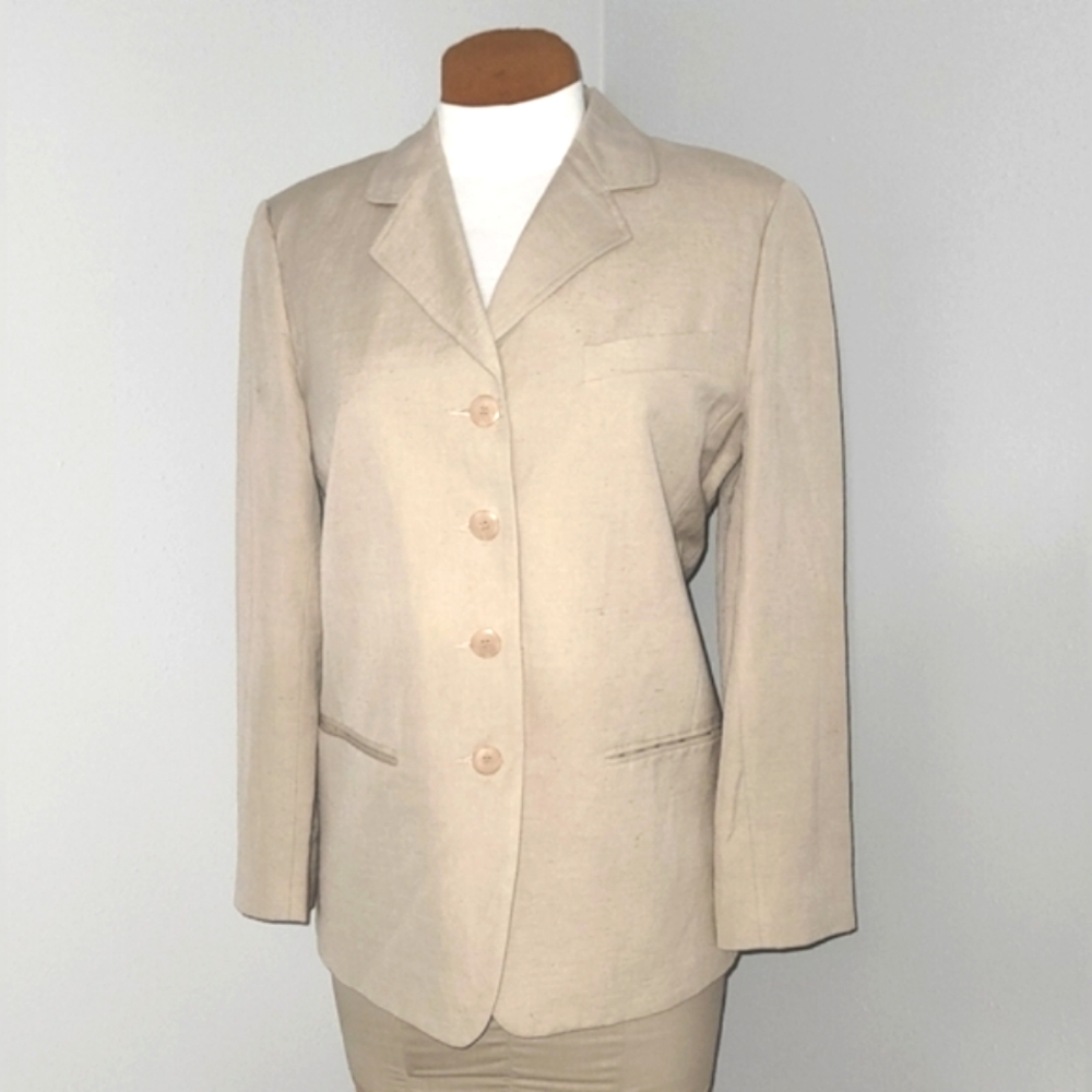 Jessica Tierney tan linen/viscose jacket  Sz 8